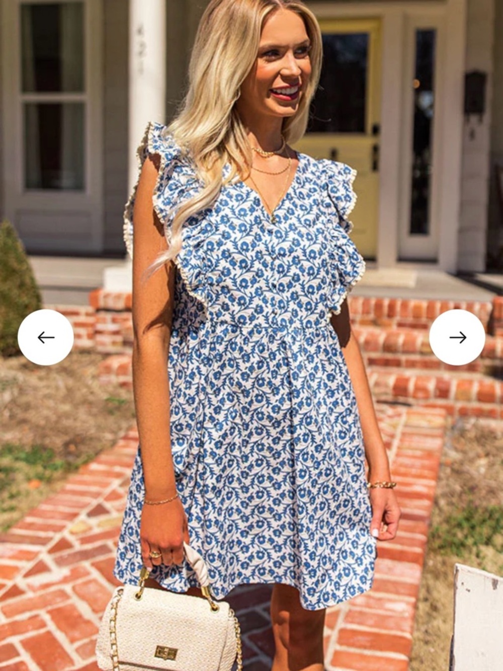 Never Wear Impressions Blue Floral Ruffle Mini Dress